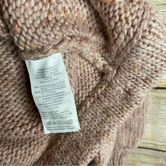 Madewell pink chunky knit sweater women size Small wrap front pullover - Picture 9 of 12